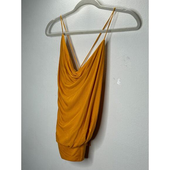 BCBGMAXAZRIA Orange Simone Flame Drape Open Criss Cross Tie Back Summer Top XS - Picture 4 of 11